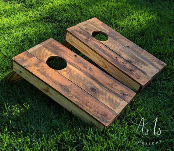 Wood Cornhole Boards Game Wood Bean Bag Toss Baggo Etsy