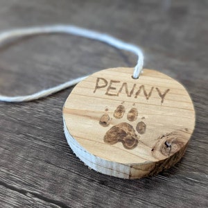 Geregenereerde houten koosnaampje pootornamenten, rustiek minimalistisch gedenkteken, achteruitkijkspiegel naamplaatje dieren, bont kind geschenken, duurzaam