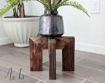 Wood Plant Stand, Pot Holder Table, Indoor Bohemian Decor, Wooden Display, Gardening Planter, Sustainable Garden, Spring, Mothers Day Father
