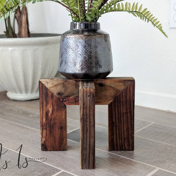 Wood Plant Stand, Pot Holder Table, Indoor Bohemian Decor, Wooden Display, Gardening Planter, Sustainable Garden, Spring, Mothers Day Father