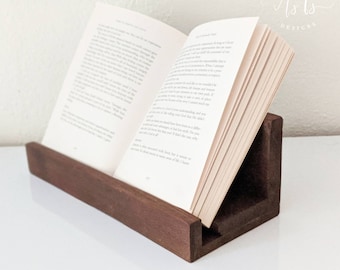 Wood Tablet Book Phone Stand, Rustic Recipe Display Holder, Electronics Accessory, Gift Him, Office Desk, Spring, Mothers Day Father Gift