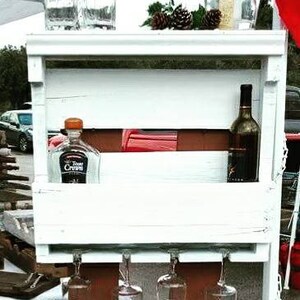 Reclaimed Wood Wine Rack with Glass Hanger: Rustic Farmhouse Bar image 9