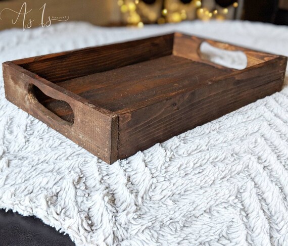 Wood Ottoman Tray Coffee Table Rustic Stacking Nesting Serving
