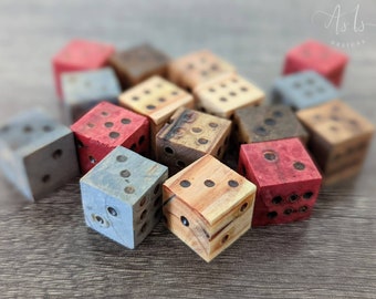 Primitive Wood Dice Set, Rustic Whimsical Board Game Pieces, Adventure Role Playing, D6, Quest Fantasy DND, Spring, Mothers Day Father Gift