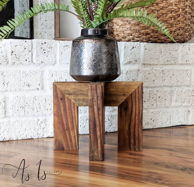 Wood Plant Stand, Pot Holder Table, Indoor Bohemian Decor, Wooden Display, Gardening Planter, Sustainable Garden, Spring, Mothers Day Father image 9