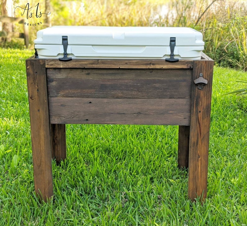 Cooler Stand, STAND ONLY, Standing Rustic Wood Drink Cooler, Guys Birthday, Outdoor, Sports Tailgate Football Party, Spring, Mothers Father image 3