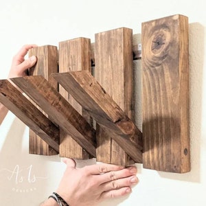 Rustic Reclaimed Wood Towel Rack: Hidden Storage Coat Hanger