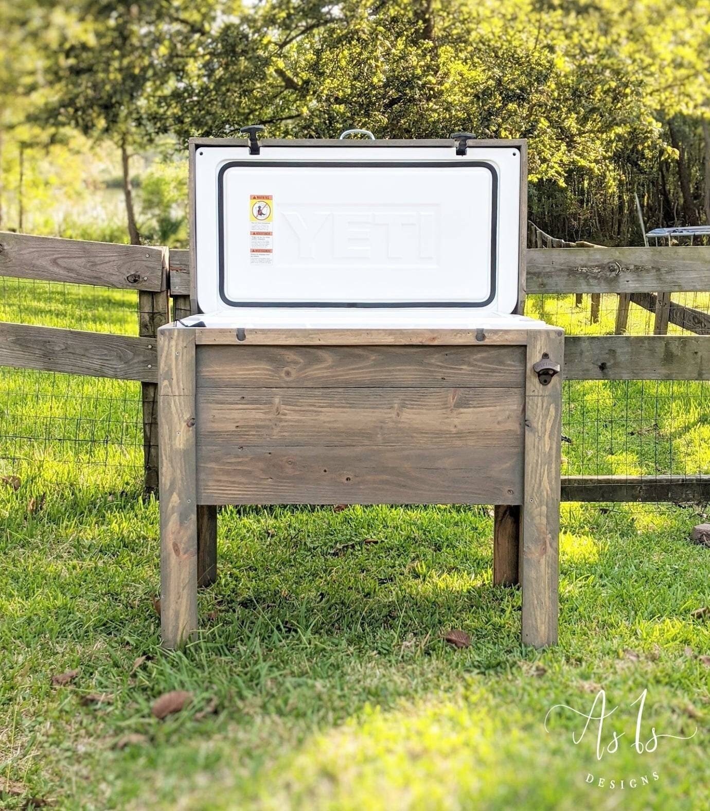 Standing Wood Cooler, Rustic Drink Stand, Wood Icebox, Birthday Gift For Men, Sports Tailgate Party Football, Backyard Accessories
