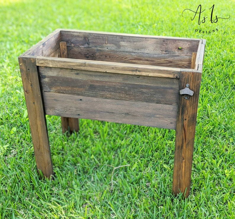 Cooler Stand, STAND ONLY, Standing Rustic Wood Drink Cooler, Guys Birthday, Outdoor, Sports Tailgate Football Party, Spring, Mothers Father image 4