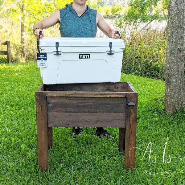 Cooler Stand, STAND ONLY, Standing Rustic Wood Drink Cooler, Guys Birthday, Outdoor, Sports Tailgate Football Party, Spring, Mothers Father