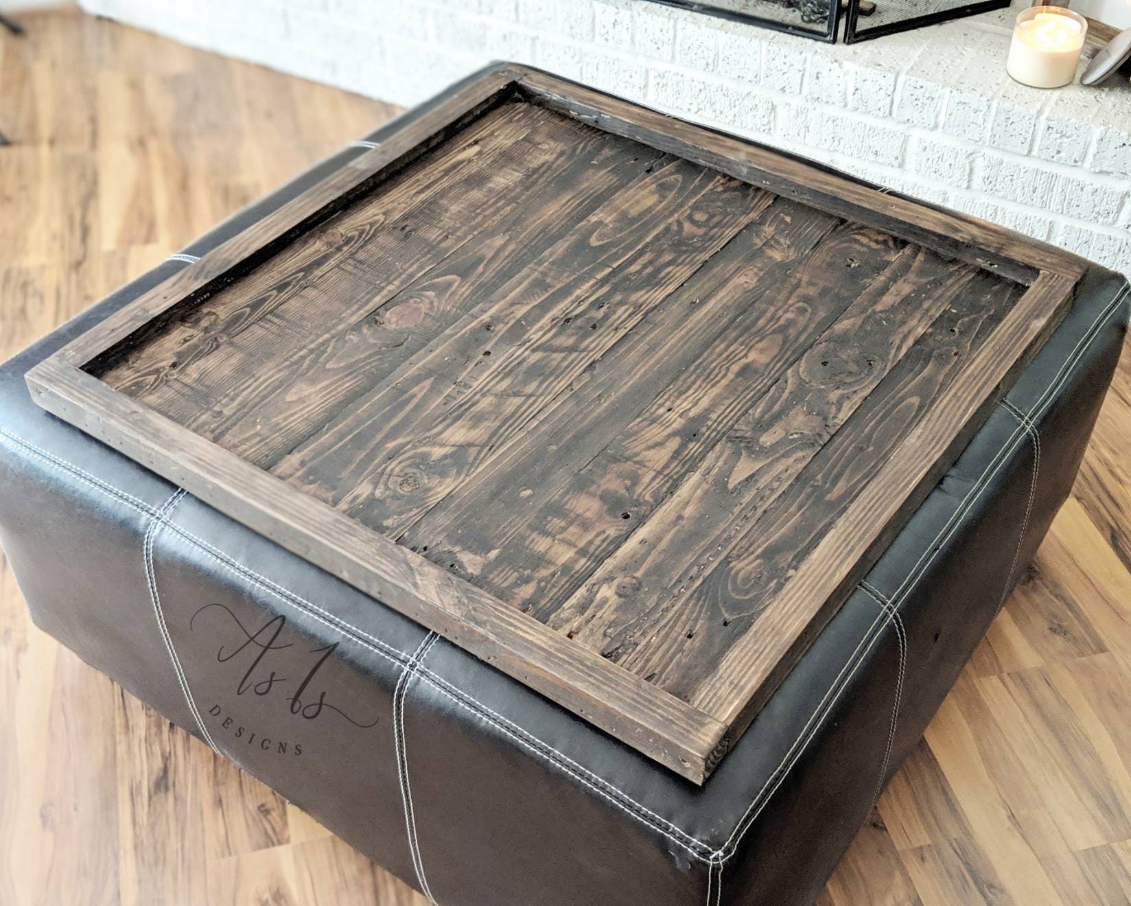 Wood Ottoman Tray Oversized Ottoman Coffee Table Large Etsy