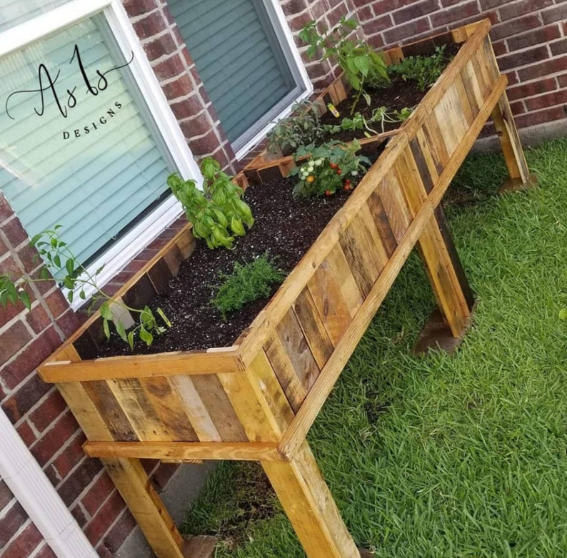 Standing Garden Box Wood Planter Farmhouse Flower Garden - Etsy