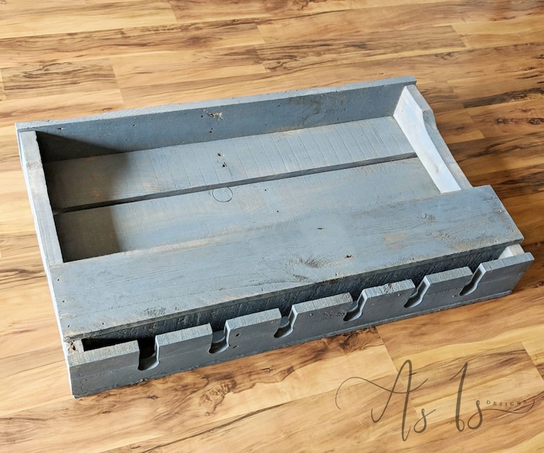 Reclaimed Wood Wine Rack with Glass Hanger: Rustic Farmhouse Bar image 7