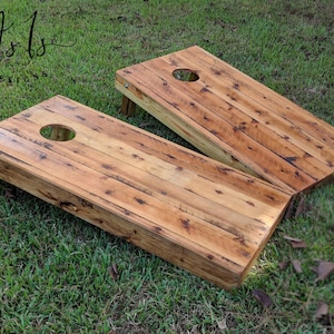 Rustic Solid Wood Cornhole Game Set: Regulation Size Bean Bag Toss