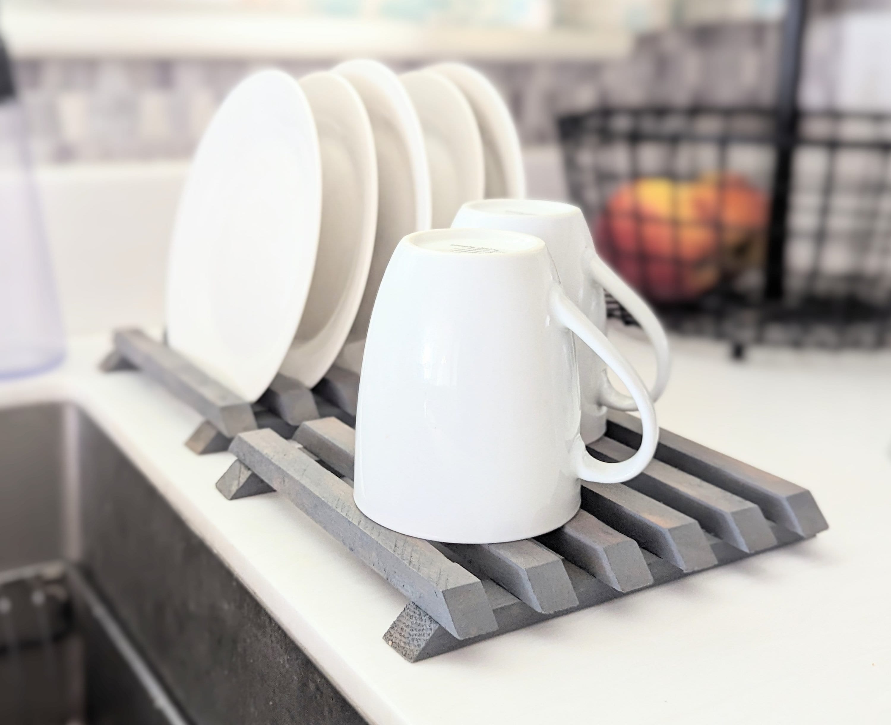 Escurridor de platos plegable de acero al carbono y bandeja, en  forma de X, platos de cocina de 2 niveles, soporte para vajilla de secado,  estante de almacenamiento de cocina 