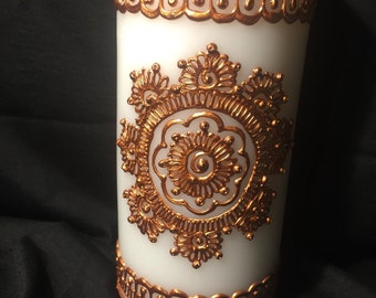 Henna Inspired Pillar Candle, Custom Wedding Decor
