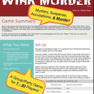Murder Mystery Party Game WINK MURDER Digital Download - Etsy