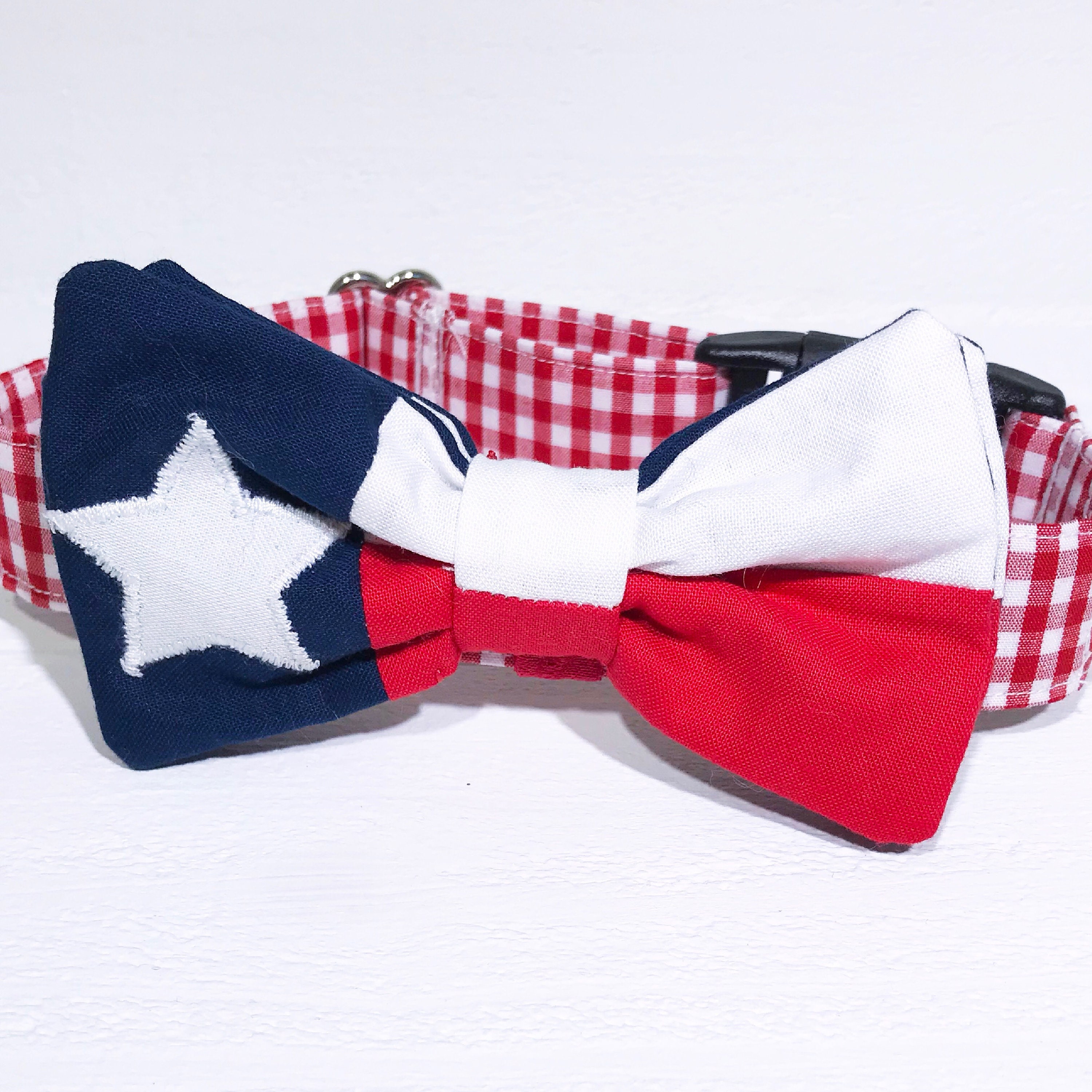 Dog Collar Bow Tie Dog Collar Accessory Texas Flag Bow Tie Etsy