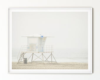 Rettungsschwimmer Turm Strand Fotografie Druck | Küstenwandbild (Digitaler Download)