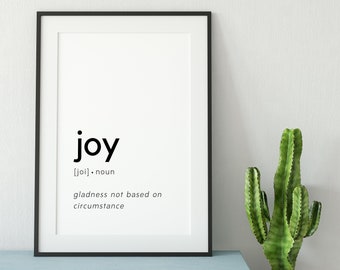 Definition von Joy, Inspirational Sprüche Kunstdruck