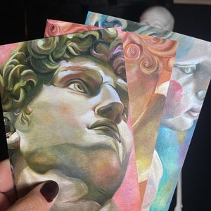 Carte postale 3 pièces, carte postale de peinture à l’huile