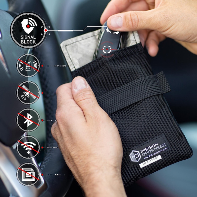 Mission Darkness Faraday Bag for Keyfobs // Antihacking Bag for Keyless Entry Systems & Vehicle
