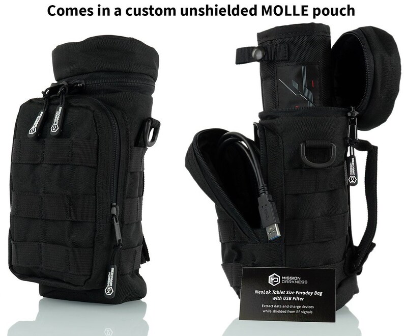 Mission Darkness NeoLok Tablet Size Faraday Bag with USB Filter