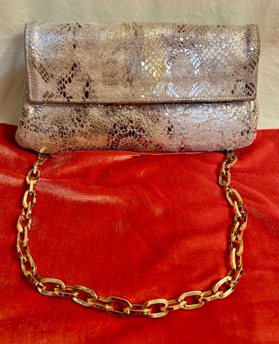 Suede Faux Python Snakeskin Shoulder Clutch Bag M… - image 10