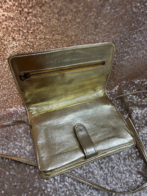 Vintage Dove Metallic Gold Crossbody Purse - image 5