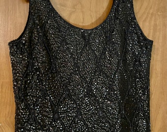 Vintage Lai Ming Handicraft Co. Hand Beaded and Sequined Sleeveless Top