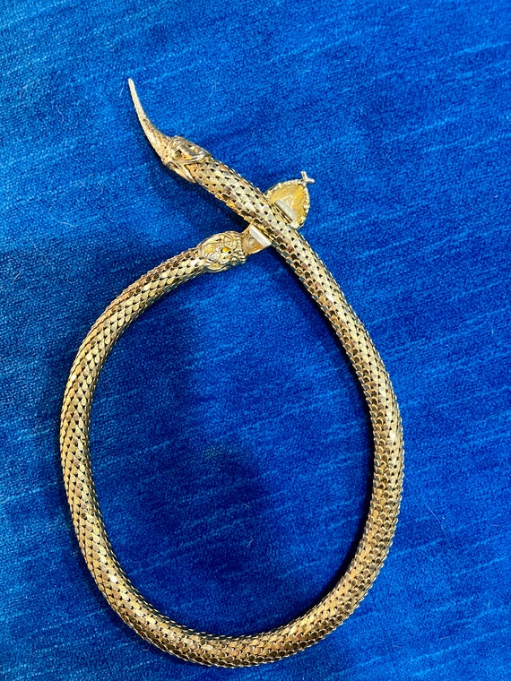 Vintage DL Auld Gold Metal Mesh Snake Necklace wi… - image 6