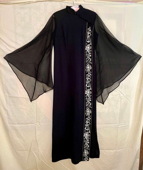 Vintage 70s Alfred Shaheen Asian Style Maxi Dress - image 3
