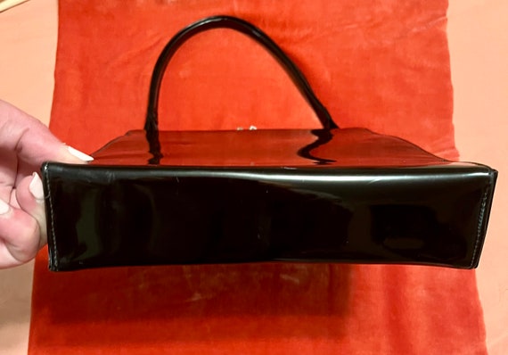 Black Patent Leather Vintage Margolin Handbag - image 3
