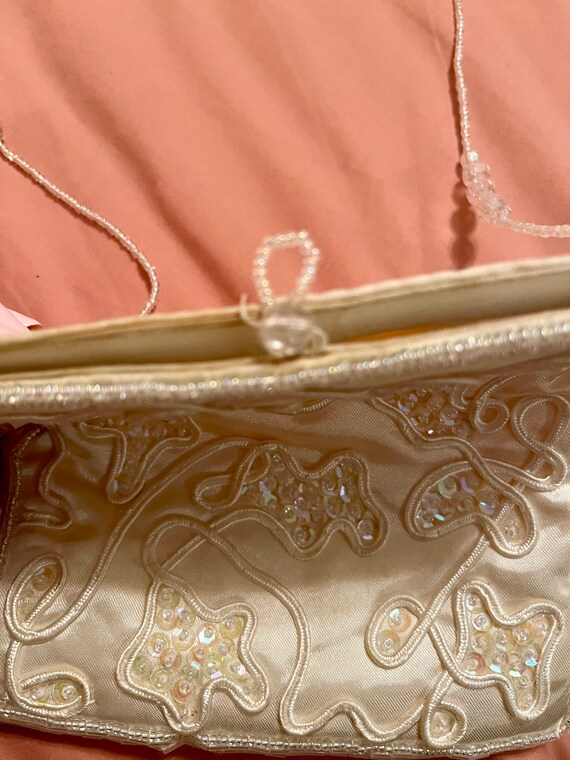 La Regale Ltd. White Satin Crossbody with Beaded … - image 4