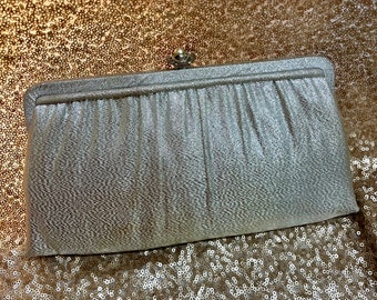 HL USA Harry Levine Silver Lame Clutch Vintage 60s Purse