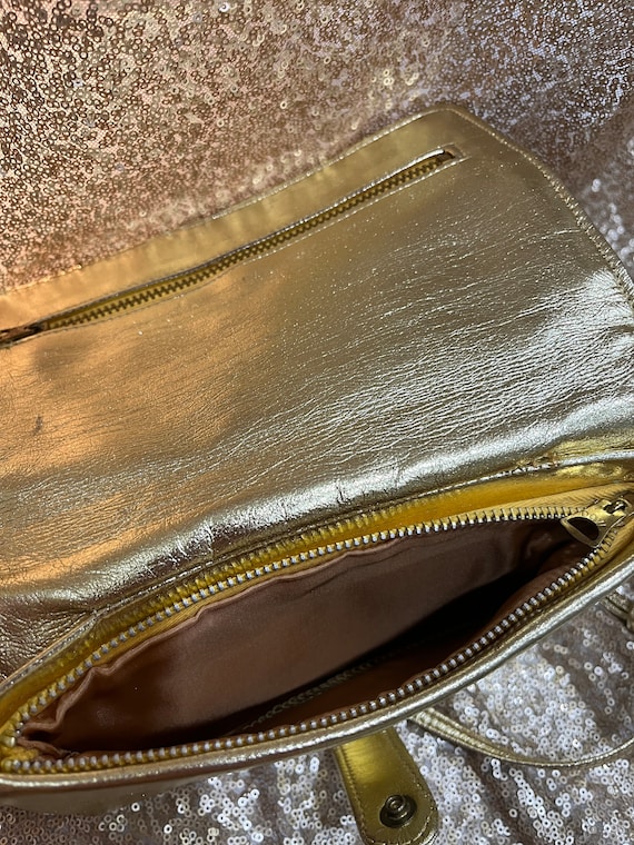 Vintage Dove Metallic Gold Crossbody Purse - image 4