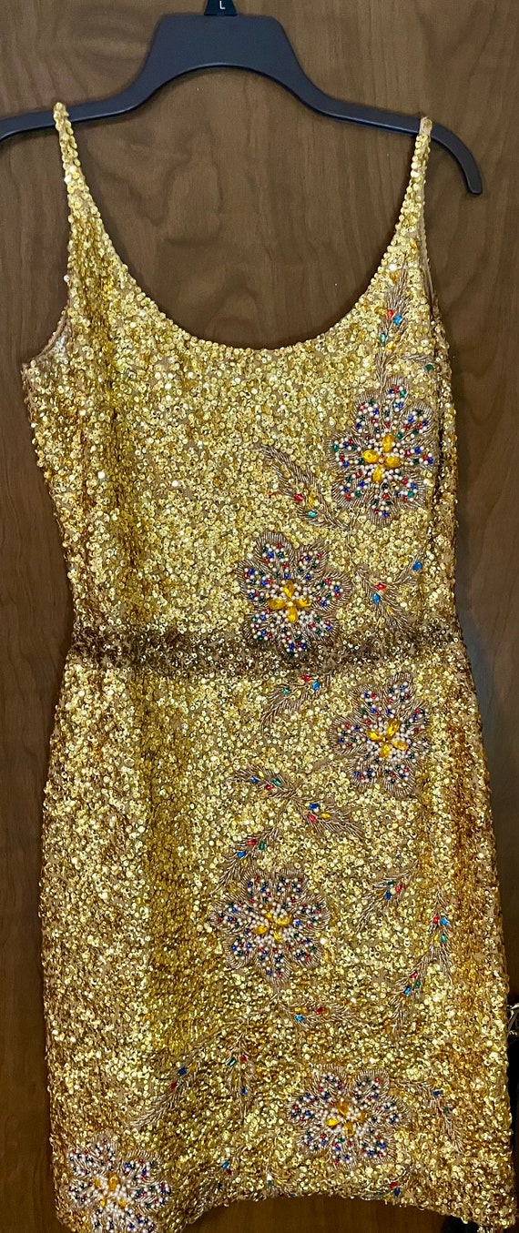 Cocktail Dress Gold Sequined Vintage