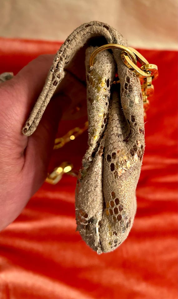 Suede Faux Python Snakeskin Shoulder Clutch Bag M… - image 8