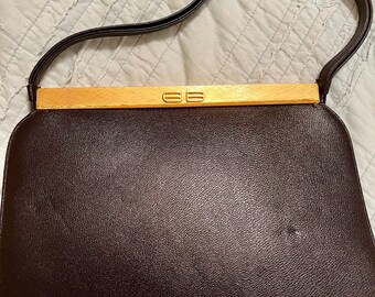 Koret Vintage Goatskin Leather Small Black Handbag with Accessories