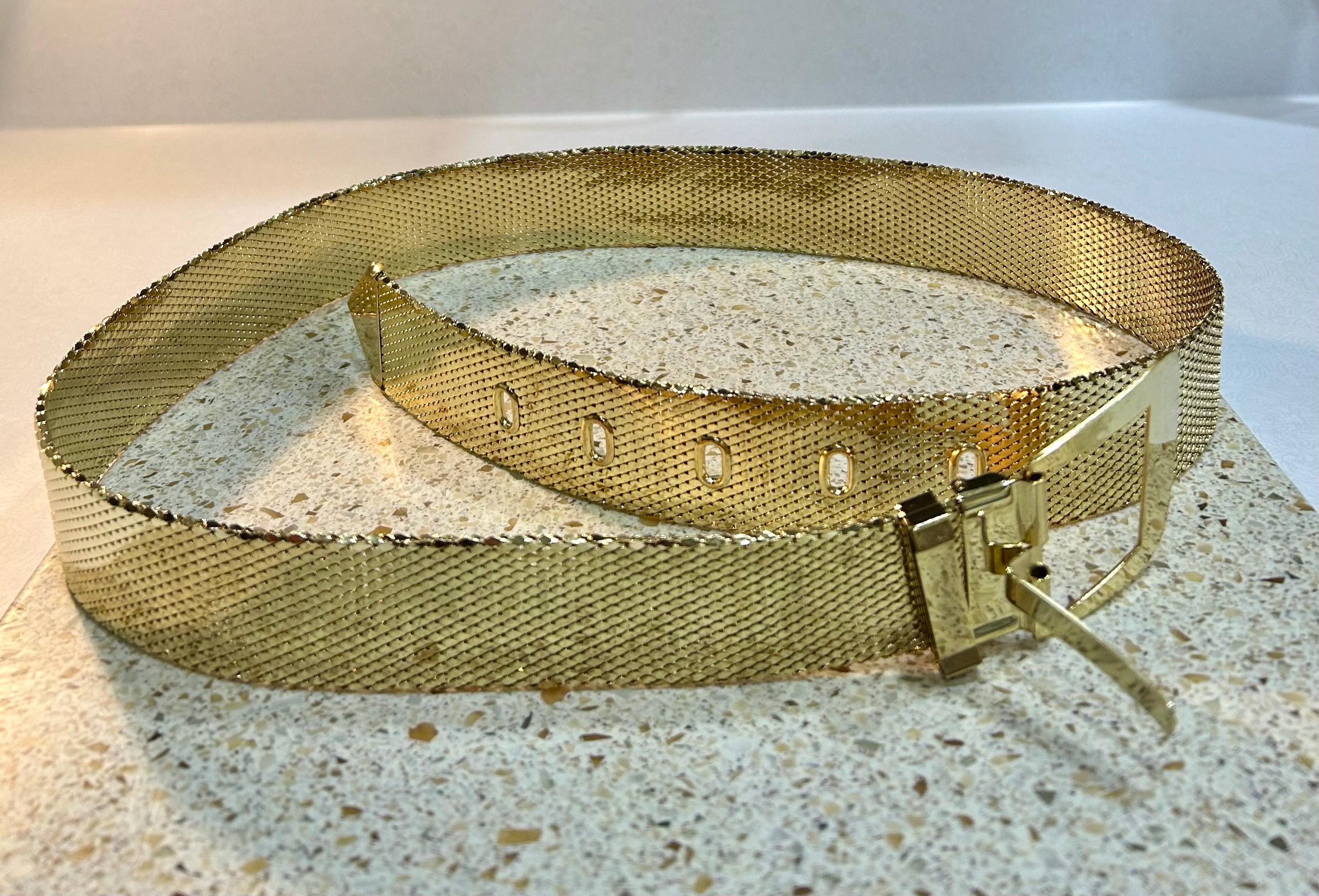 Whiting & Davis Gold metal mesh belt vintage S/M Vintage Whiting and Davis Gold Mesh Metal Belt - Etsy main image 2