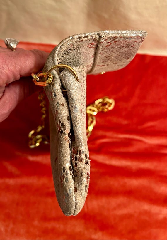 Suede Faux Python Snakeskin Shoulder Clutch Bag M… - image 7