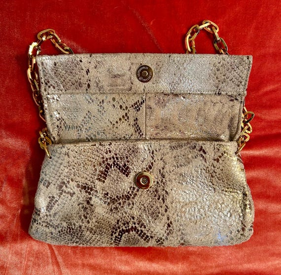 Suede Faux Python Snakeskin Shoulder Clutch Bag M… - image 3