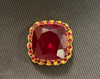 Vintage Costume Jewelry Red Brooch Pin