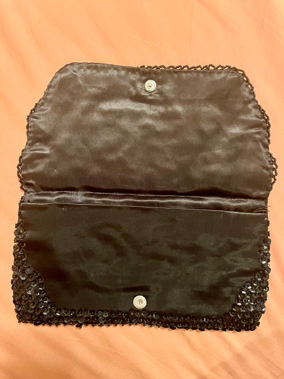 Vintage Black Beaded Clutch - image 3