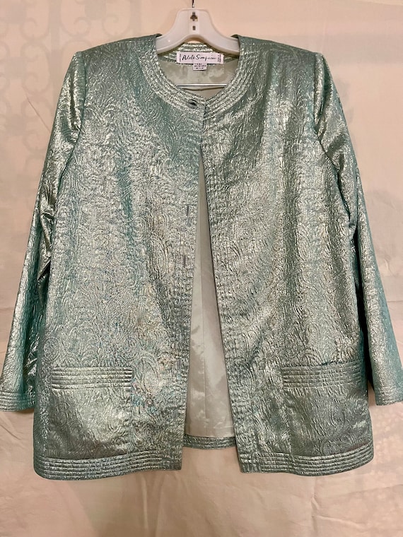 Adele Simpson New York Mint Green Metallic Skirt S