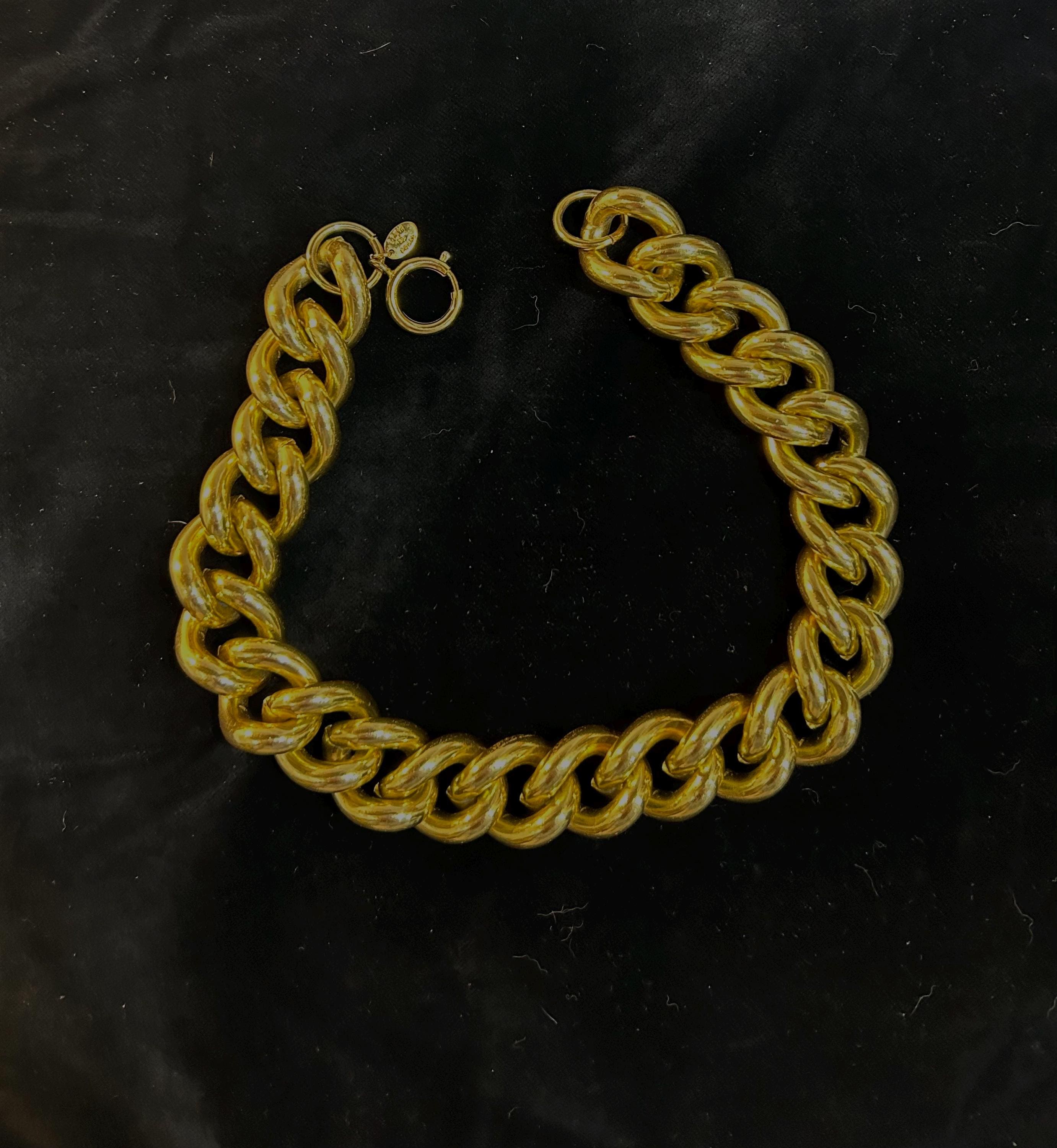 Vintage Erwin Pearl Classic Golden Links Runway Choker Necklace 