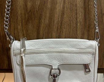 Sac à bandoulière en cuir blanc Rebecca Minkoff à maillons de chaîne