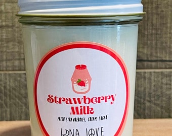 100% Soy “Strawberry Milk” Scented Candle 8 oz