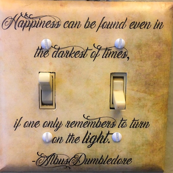 Happiness Quote Double Light Switch Plate Handmade