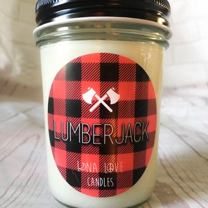 Bougie parfumée inspirée du bûcheron 100% soja 8 oz